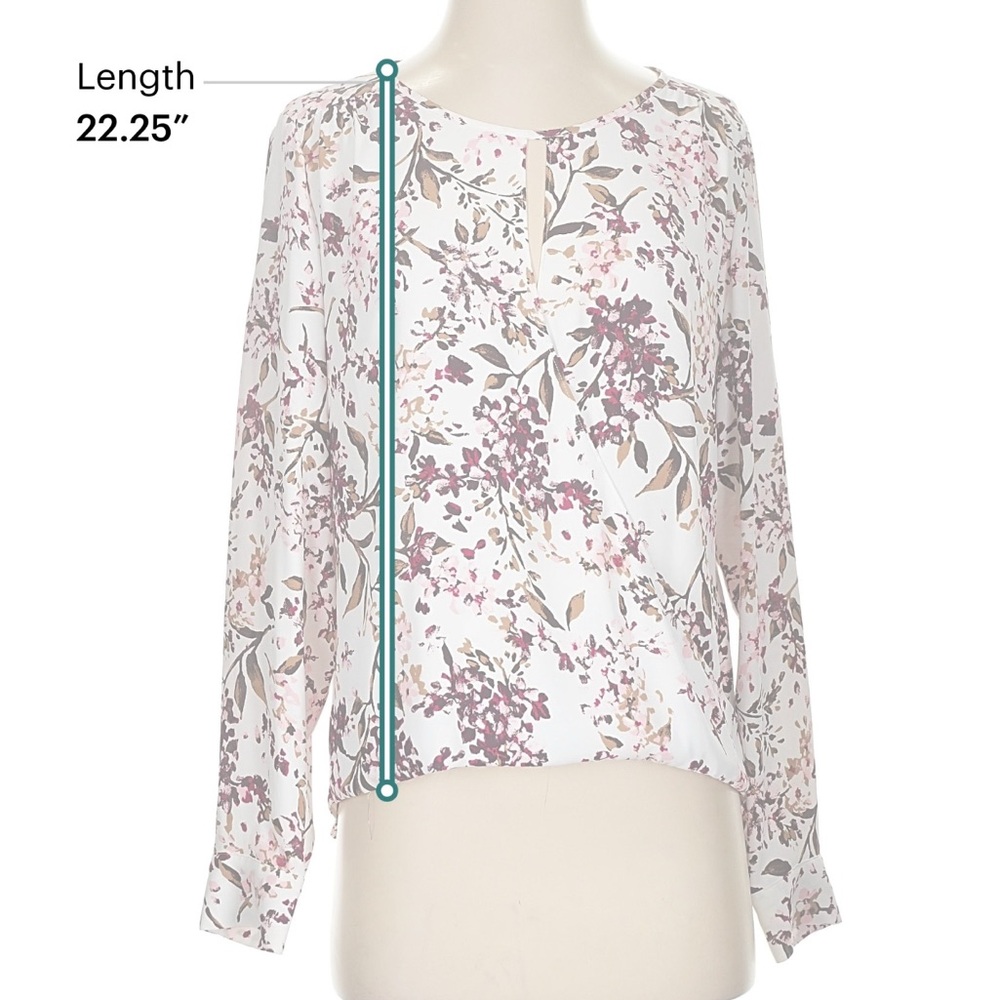 White House Black Market Floral Blouse Pink Cream Small - Picture 13 of 13